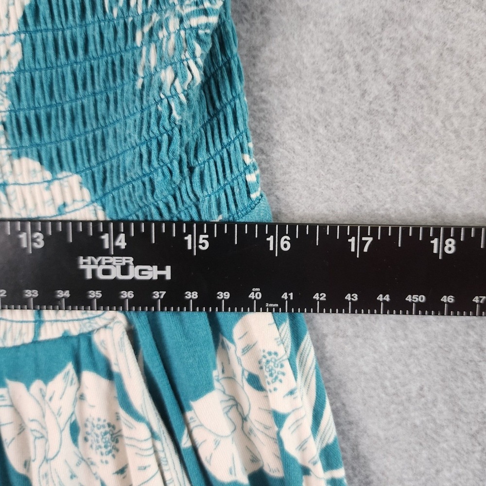 Torrid Dress Women 2 Teal White Tropical Dress Floral Smocked Off Shoulder Soft - Picture 5 of 9